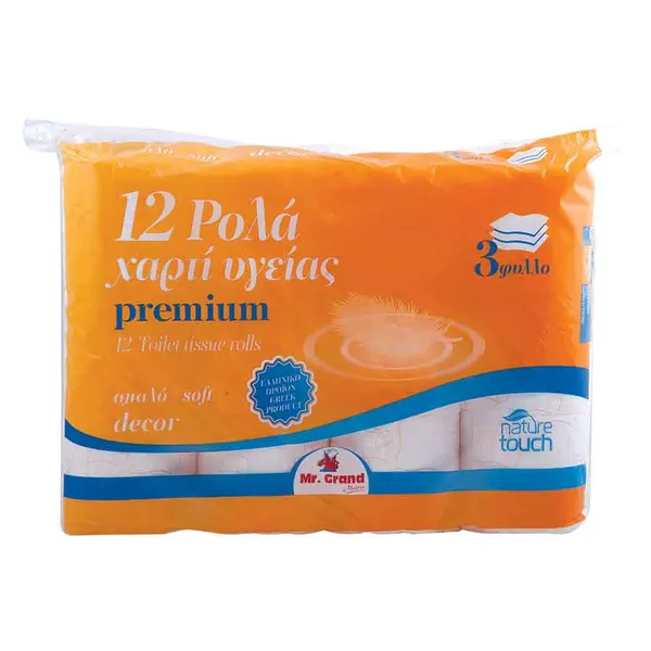MrGrand Χαρτί Υγείας 3Φύλλων 1080γρ. 12τεμ.