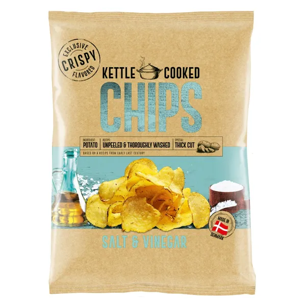 KETTLE COOKED CHIPS Salt and Vinegar, Sour Cream and Onion, Sea Salt, Salt and Pepper 150g