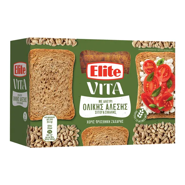 Φρυγανιές ολικής άλεσης Vita ELITE 180gr ń 4x90gr