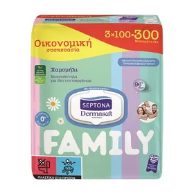 SEPTONA Family Μωρομάντιλα Dermasoft Χαμομήλι 3x100τεμ