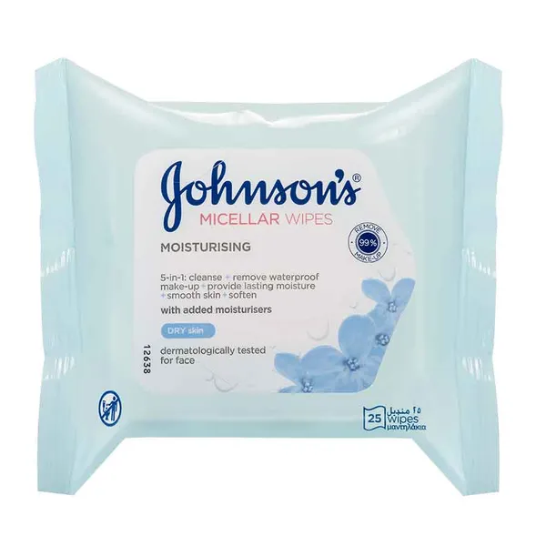 Johnson's Moisturising Μαντηλάκια Καθαρισμού Προσώπου 25τεμ.
