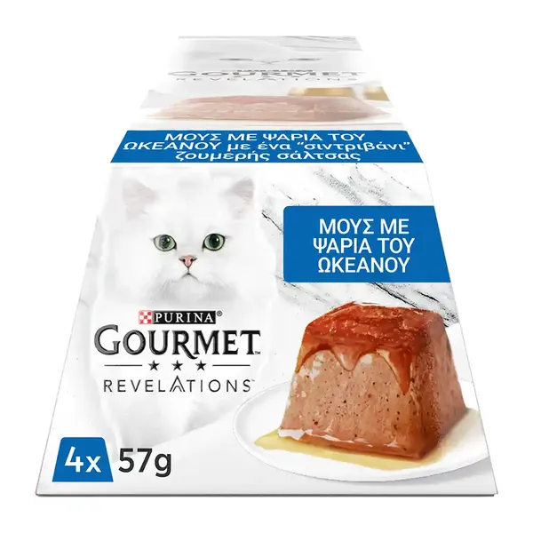 Purina Gourmet Revelations Γατοτροφή Μους Ψάρια Ωκεανού 4x57γρ.