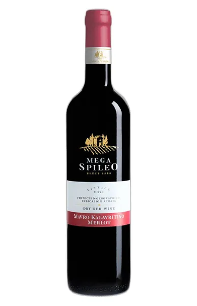 ΜΕΓΑ ΣΠΗΛΑΙΟ μαύρο Καλαβρυτινό Merlot οίνος ερυθρός 750ml