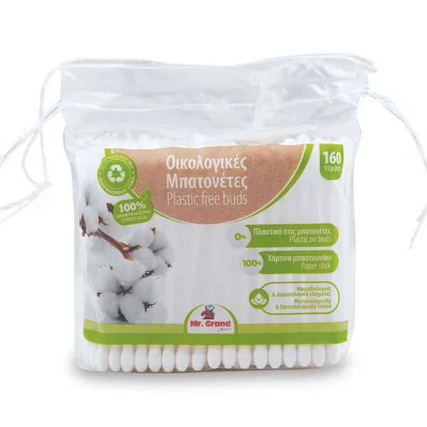 MrGrand Μπατονέτες Cotton Οικολογικό Χάρτινο Stick 160τεμ.