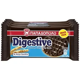 ΠΑΠΑΔΟΠΟΥΛΟΥ Digestive Μπισκότα με Επικάλυψη Μαύρης Σοκολάτας 4x67g