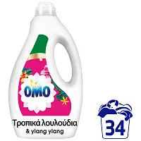 OMO Απορρυπαντικό Πλυντηρίου Ρούχων Υγρό Τροπικά Λουλούδια & Ylang Ylang 34 πλύσεις