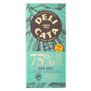 DELICATA Μαύρη Σοκολάτα 75% Κακάο & Θαλασσινό Αλάτι 100g