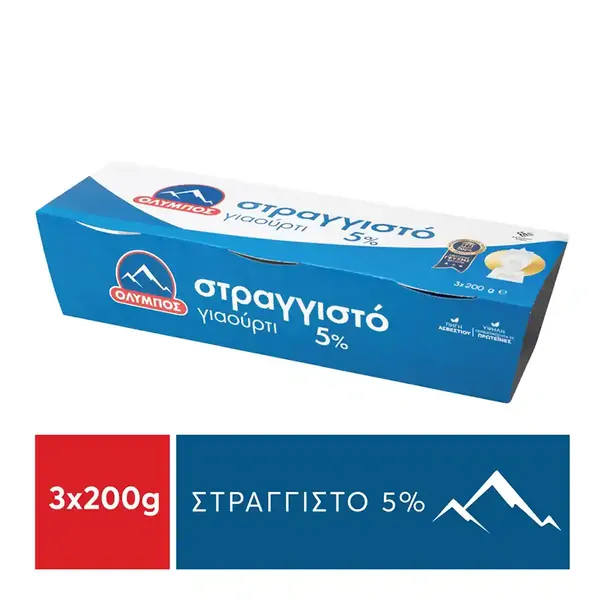 Όλυμπος Γιαούρτι Αγελάδος Στραγγιστό 5% Λιπαρά 3x200γρ.