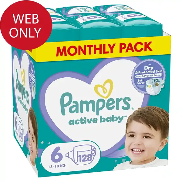 Pampers Active Baby Πάνες No6 (13-18kg.) Monthly Pack 128τεμ.