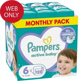Pampers Active Baby Monthly Pack (128τεμ) Νο 6