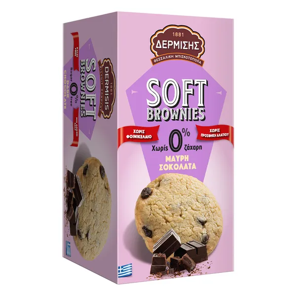 Μπισκότα 0% ζάχαρη soft brownies 160gr