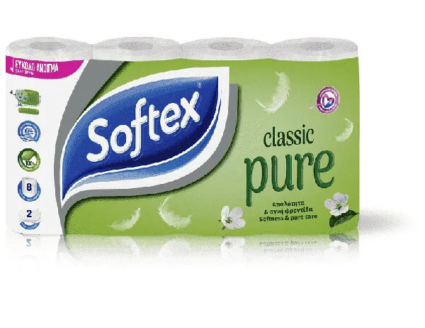 Softex Classic Pure Χαρτί Υγείας 8 Φύλλων 8αρι