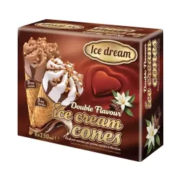 Ice Dream Παγωτά Χωνάκια Βανίλια/Σοκολάτα 130ml x6