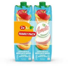AMITA Φρουτοποτό Πορτοκάλι Μήλο Βερίκοκο 2x1lt