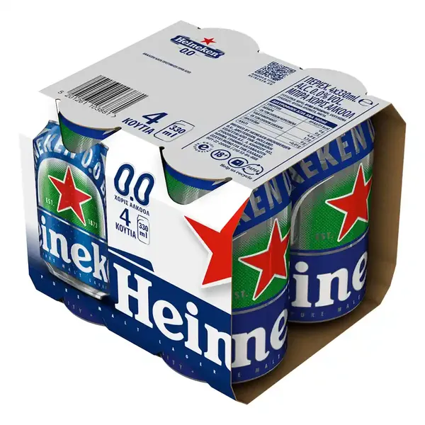 Heineken 0.0 Μπίρα Χωρίς Αλκοόλ 4x330ml.