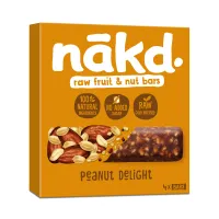 Ωμή μπάρα φρούτων και ξηρών καρπών με γεύση Peanut Delight, Nakd 4x35g