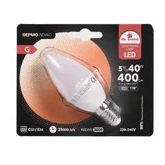 MrGrand Λάμπα Led Smd E14 5W Κερί 3000K
