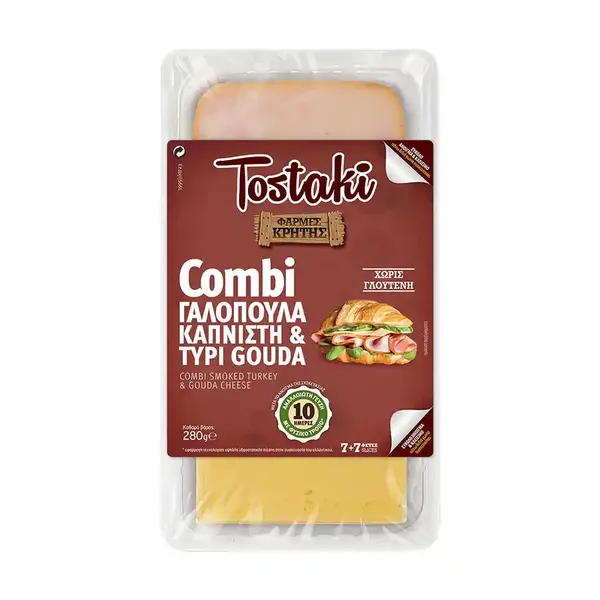 Creta Farms Tostaki Φάρμες Κρήτης Combi Γαλοπούλα Καπνιστή Χωρίς Γλουτένη & Gouda 280γρ.