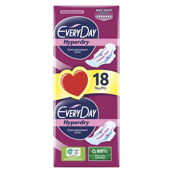 EVERYDAY Hyperdry σερβιέτες normal, super ή maxi night 18 τεμαχίων