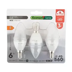 MrGrand Λάμπες Led Κερί Ε14 6W 4000K 1000lm 3τεμ.