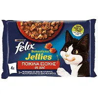 Felix Sensation Jellies με Βοδινό-Κοτόπουλο (4x85g)