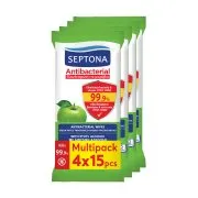 SEPTONA Υγρομάντιλα Αντιβακτηριδιακά Πράσινο Μήλο 4x15τεμ
