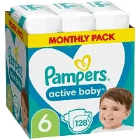 Pampers Active Baby Πάνες No6 (13-18kg.) Monthly Pack 128τεμ.
