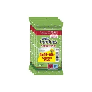 Αντισηπτικά μαντήλια Wet Hankies Lemon Quattro Pack 4x15τεμ.