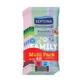 SEPTONA Family Μωρομάντιλα Dermasoft Χαμομήλι 4χ12τεμ