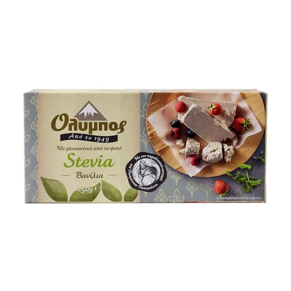 Έδεσμα Σουσαμιού ΟΛΥΜΠΟΣ Βανίλια με Στέβια Χωρίς γλουτένη Χωρίς λακτόζη Χωρίς ζάχαρη 250g