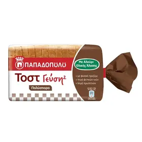 Παπαδοπούλου Γεύση2 Ψωμί Τοστ Ολικής Άλεσης Πολύσπορο 380γρ.