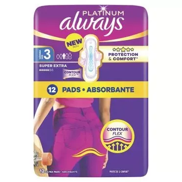 Always Platinum Σερβιέτες Super Extra (Μέγεθος 3) 12 Σερβιέτες