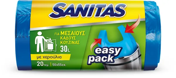 Σακούλες Απορριμμάτων για Μεσαίους Κάδους SANITAS GB T-HANDLE EASY MEDIUM 80P