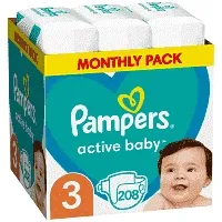 Pampers Active Baby Πάνες No3 (6-10kg.) Monthly Pack 208τεμ.