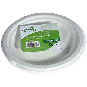 green πιάτο από ζαχαροκάλαμο Φ18cm (συσκευασία 10τεμ.)