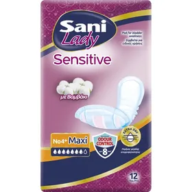 Σερβιέτες ακράτειας με βαμβάκι Sani Lady Maxi No4+ 12 τεμ