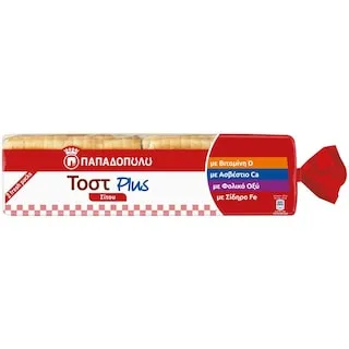 Παπαδοπούλου Plus Ψωμί Τοστ Σίτου 700gr