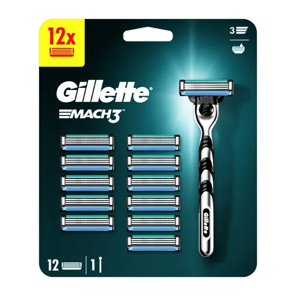 GILLETTE Ξυριστική Μηχανή Mach3 + 12 Ανταλλακτικά 1 Τεμάχιο