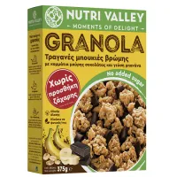 Granola με κομμάτια μαύρης σοκολάτας και μπανάνα χωρίς προσθήκη ζάχαρης, Nutri Valley 320g