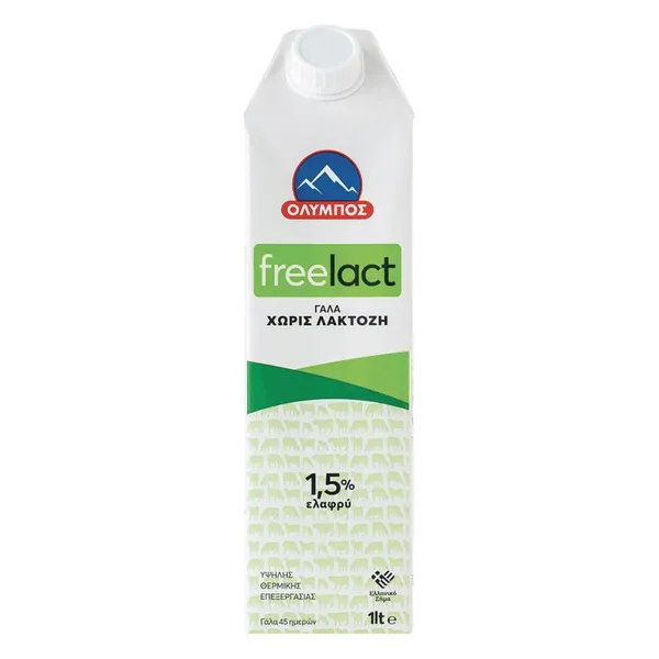 ΟΛΥΜΠΟΣ freelact γάλα χωρίς λακτόζη 1,5% ή 3,5% λιπ. 1 λίτρο