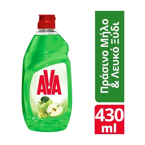 AVA Απορρυπαντικό Πιάτων Υγρό με Λευκό Ξίδι & άρωμα Πράσινο Μήλο 900ml