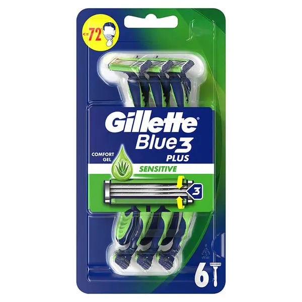 GILLETTE Blue 3 Ξυραφάκια Μιας Χρήσης Plus Sensitive 6τεμ