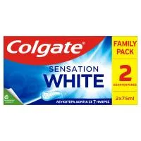 COLGATE Sensation White Οδοντόκρεμα με Μικροκρυστάλλους 2x75ml