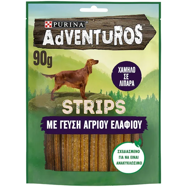 Purina Adventuros Σνακ Σκύλου Strips Ελάφι 90γρ.