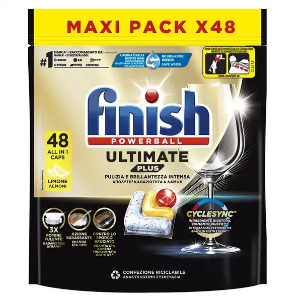 Finish Ultimate Plus Ταμπλέτες Πλυντηρίου Πιάτων Λεμόνι 48τεμ