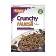 BONORA Crunchy Muesli Protein με Βρώμη Χαρούπι Αμύγδαλα & Μαύρη Σοκολάτα 500g