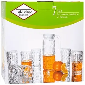 Tabletop Basic Σετ Κανάτας 1,1lt Με 6 Ποτήρια Γυάλινη