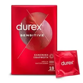 Durex Προφυλακτικά Λεπτά Sensitive Κανονική εφαρμοργή ,18 τεμάχια