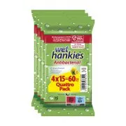 WET HANKIΕS Υγρομάντιλα Αντιβακτηριδιακά με 'Αρωμα Λεμόνι 4x15τεμ
