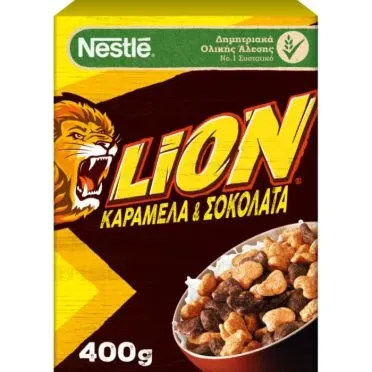 Nestle LION® Δημητριακά Πρωινού Ολικής Άλεσης με Σοκολάτα και Καραμέλα 400g